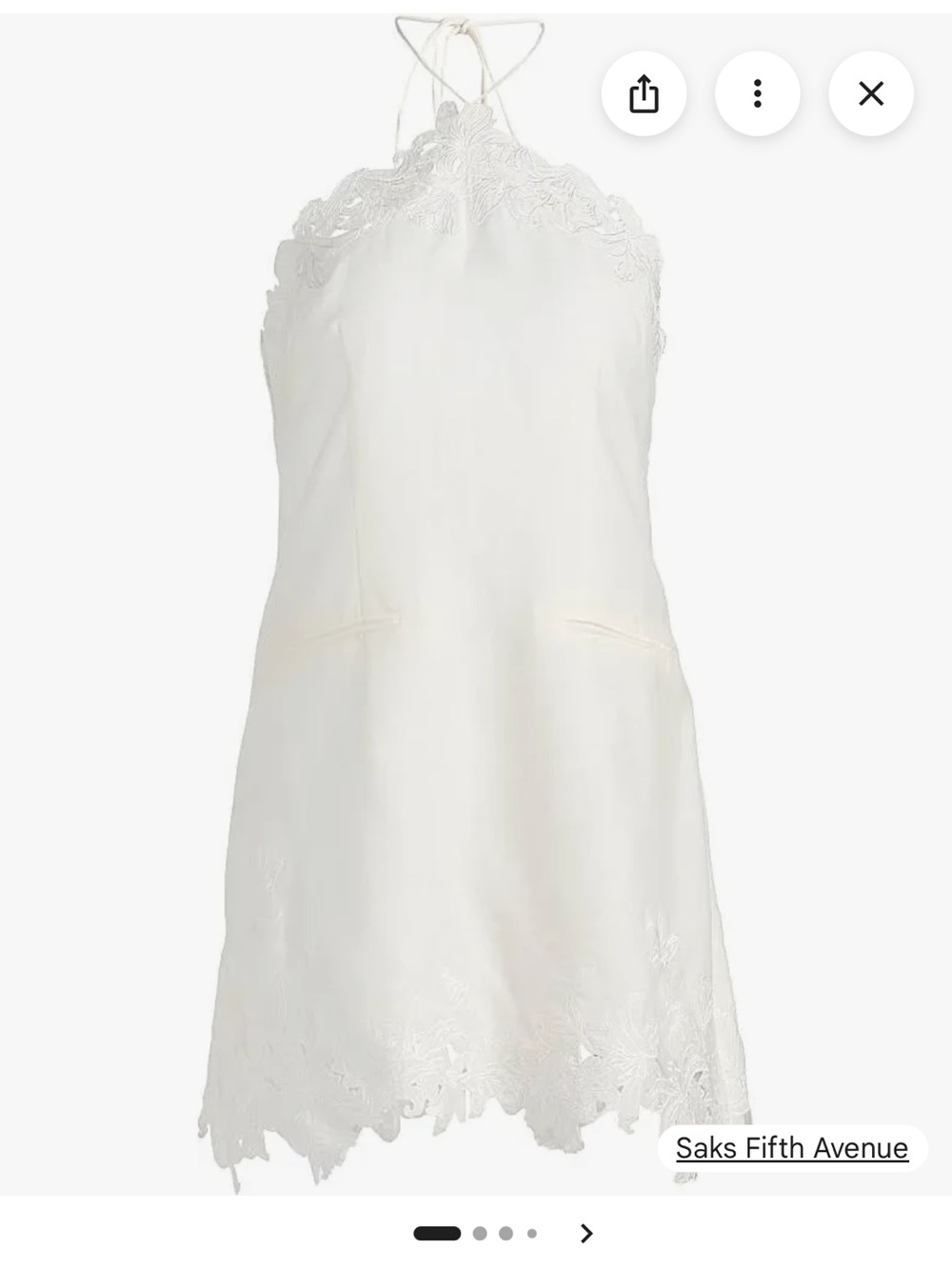 AMUR White Lace-Trim Halter Mini Dress